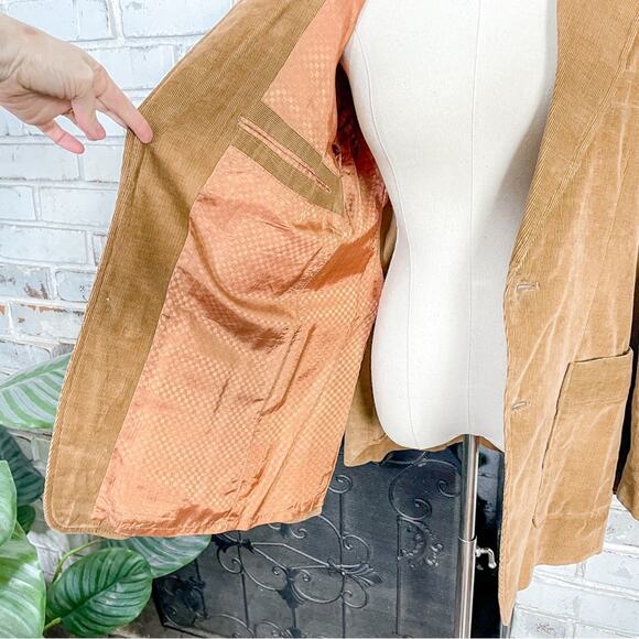 Vintage 70s Pioneer Wear Tan Brown Corduroy Casual Two Button Suit Jacket - Picture 10 of 14